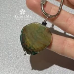Idea regalo donna o uomo portachiavi con agata verde