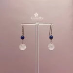 Idea regalo donna orecchini quarzo rosa e lapislazzuli argento placcato oro rosa