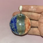 Idea regalo donna unico particolare in Raku tondi vistosi blu oro rossi