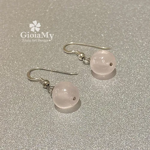 Orecchini con quarzo rosa in argento 925