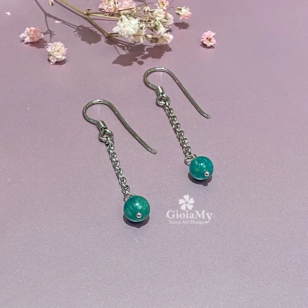 Orecchini in argento 925 pendenti con amazzonite