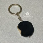 Portachiavi regalo ideale donna o uomo con grande pietra di onice nero