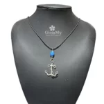 Regalo ideale per uomo ciondolo ancora in argento 925 apatite blu gioiello unisex