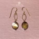 Eleganti orecchini argento 925 placcato oro rosa con madreperla marrone