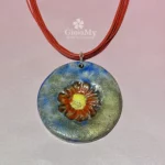 Idea regalo donna in Raku ciondolo floreale grande e vistoso