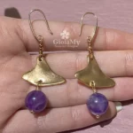 Idea regalo donna orecchini chic in zama rosa e pietra naturale di ametista viola