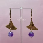 Orecchini campana con ametista viola naturale
