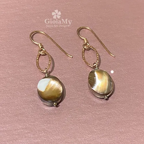 Orecchini pendenti argento madreperla marrone