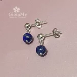 Piccoli orecchini artigianali fatti a mano con lapislazzuli e argento 925