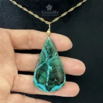 Ciondolo artgianale vistoso malachite naturale pietra grande Brescia